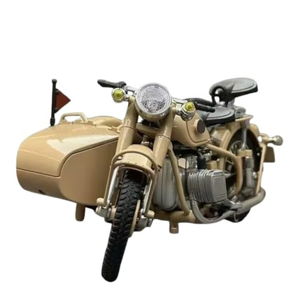 Vintage Military Sidecar Motorcycle 1:10  Die Cast Model