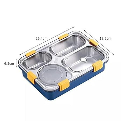 4 Compartment Lunch Box Stainless Steel Tiffin Box Microwave Safe