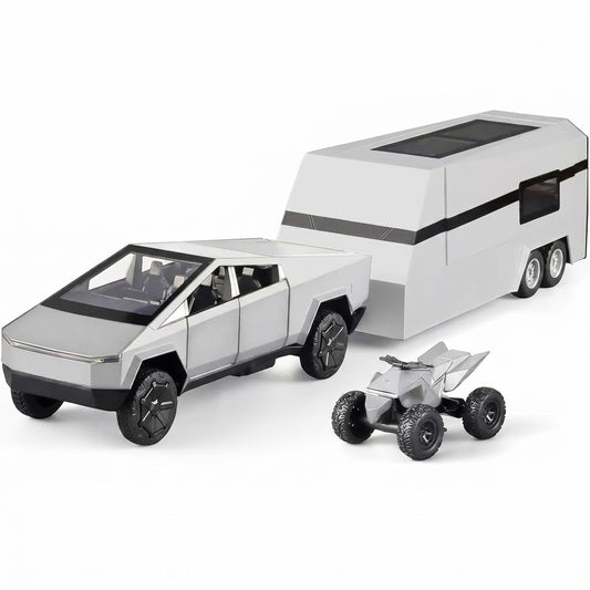 Tesla Cyber Truck Pick-up Trailer Camper 1:24 Diecast Scale Model Car