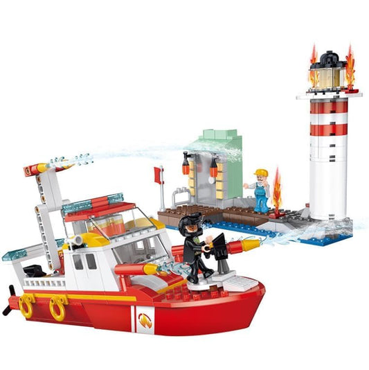 Fire Rescue Boat Building Block Set