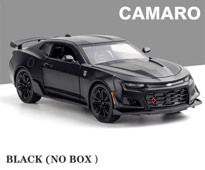 CHEVROLET CAMARO 1:32 DIECAST METAL PULLBACK TOY CAR WITH OPENABLE DOORS & LIGHT, MUSIC BOYS CAR FOR KIDS BEST TOYS GIFTS TOYS FOR KIDS [SIZE:-16CM*6.5CM*4.6CM]【 MULTICOLOR 】
