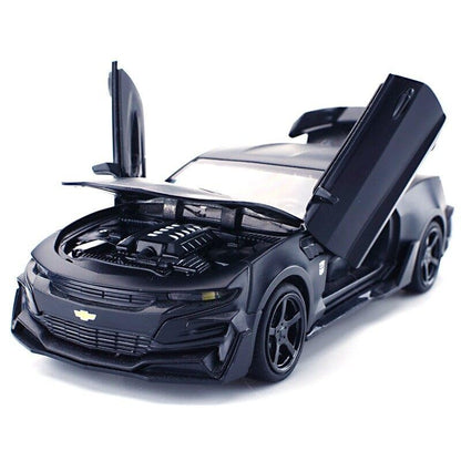 CHEVROLET CAMARO 1:32 DIECAST METAL PULLBACK TOY CAR WITH OPENABLE DOORS & LIGHT, MUSIC BOYS CAR FOR KIDS BEST TOYS GIFTS TOYS FOR KIDS [SIZE:-16CM*6.5CM*4.6CM]【 MULTICOLOR 】