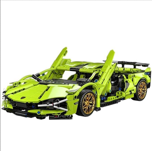 Green Lambo 1:18 Scale Racing Pull-Back Supercar Building Blocks Set
