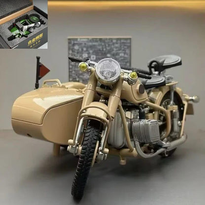 Vintage Military Sidecar Motorcycle 1:10  Die Cast Model
