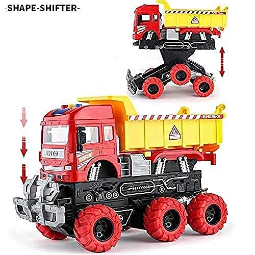 BIG SIZE 6X6 WHEEL DUMPER TRUCK PULL BACK CONSTRUCTION TRUCK VEHICLE TOY FRICTION POWERED WHEEL SOUND AND LIGHT EFFECT TOY TRUCK FOR KIDS [Size : 23Cm*15.5Cm*11.5Cm]