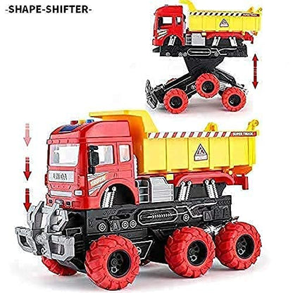 BIG SIZE 6X6 WHEEL DUMPER TRUCK PULL BACK CONSTRUCTION TRUCK VEHICLE TOY FRICTION POWERED WHEEL SOUND AND LIGHT EFFECT TOY TRUCK FOR KIDS [Size : 23Cm*15.5Cm*11.5Cm]