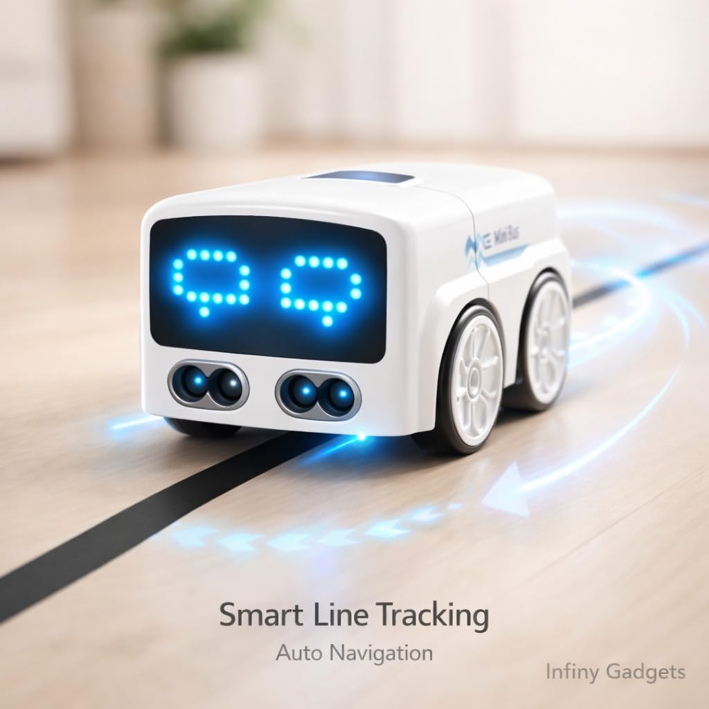 Magic Bus - Follow Line Car, Auto LED Expression Lights & 4 Play Modes