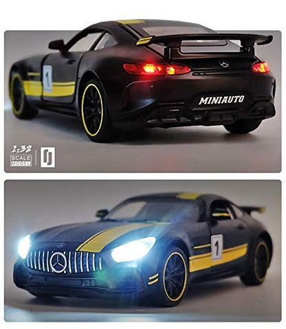 MERECDES BENZ AMG GTR RB 1:32 DIECAST METAL PULLBACK TOY CAR WITH OPENABLE DOORS & LIGHT, MUSIC BOYS CAR FOR KIDS BEST TOYS GIFTS TOYS FOR KIDS [SIZE:-15CM*7CM*4CM]【 MULTICOLOR 】 [Size : 15Cm*6.4Cm*4Cm]