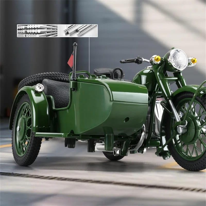 Vintage Military Sidecar Motorcycle 1:10  Die Cast Model