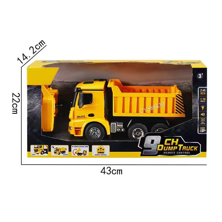 KYARA TOYS 1:24 Scale Diecast Remote Control Dump Truck