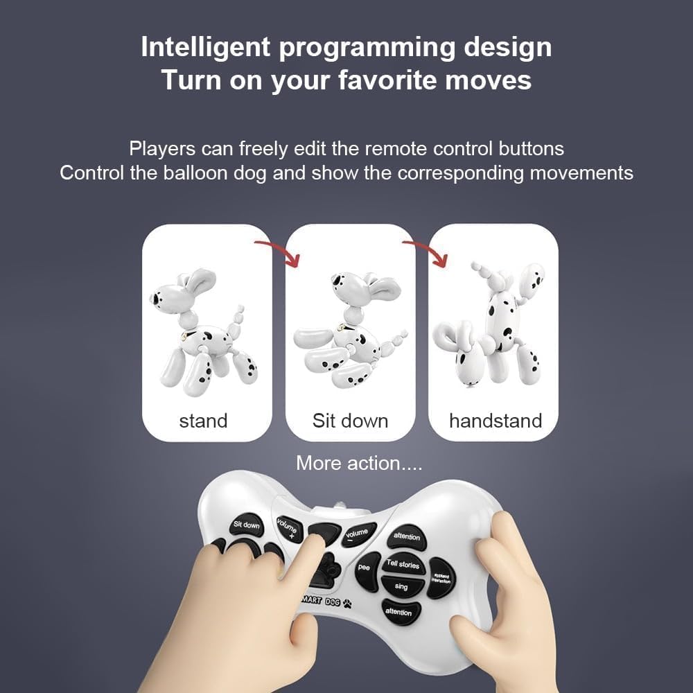 Interactive Balloon Dog Robot Toy, Remote Control Programmable Pet with Touch Response