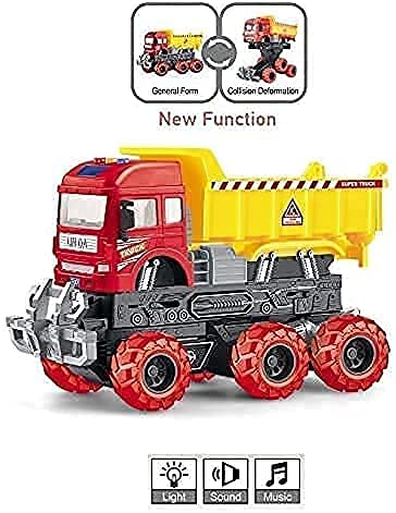 BIG SIZE 6X6 WHEEL DUMPER TRUCK PULL BACK CONSTRUCTION TRUCK VEHICLE TOY FRICTION POWERED WHEEL SOUND AND LIGHT EFFECT TOY TRUCK FOR KIDS [Size : 23Cm*15.5Cm*11.5Cm]