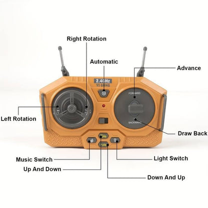 RC BULLDOZER TOY 1/24 SCALES 9 CHANNEL HIGH SIMULATION CONSTRUCTION VEHICLE TOY WITH LED LIGHT & SOUND 2.4G RC CONSTRUCTION TRUCK TOY USB RECHARGEABLE RC TRUCK TOY FOR KIDS 3+-MULTICOLOR
