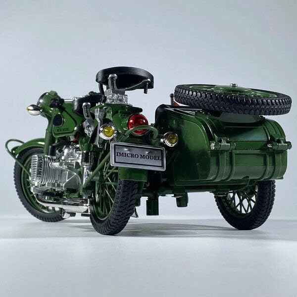 Vintage Military Sidecar Motorcycle 1:10  Die Cast Model