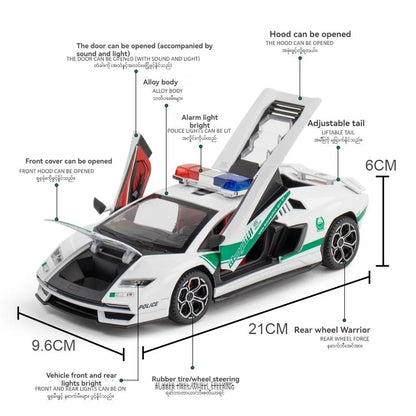 Lamborghini 800 Police 1:24 Diecast Scale Model Car