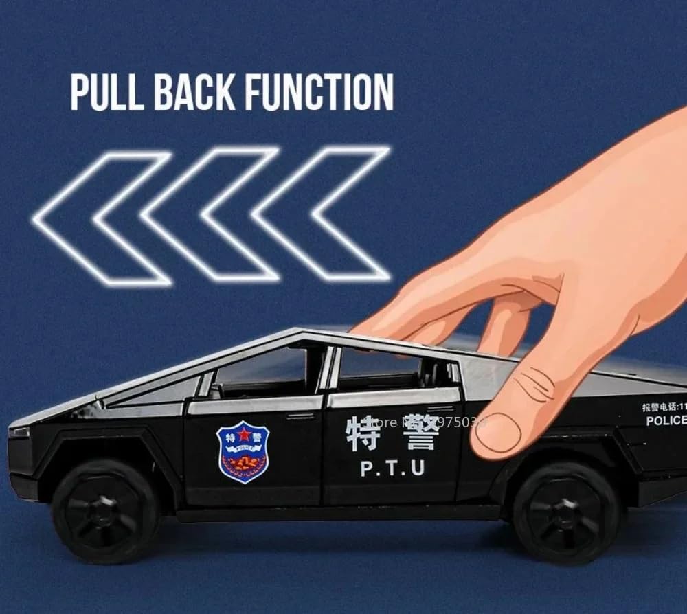 Tesla Cyber Police Truck Exclusive Scale Model Diecast Metalcar - All Size