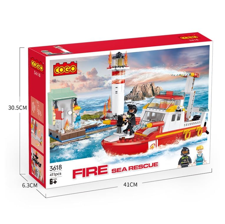Fire Rescue Boat Building Block Set
