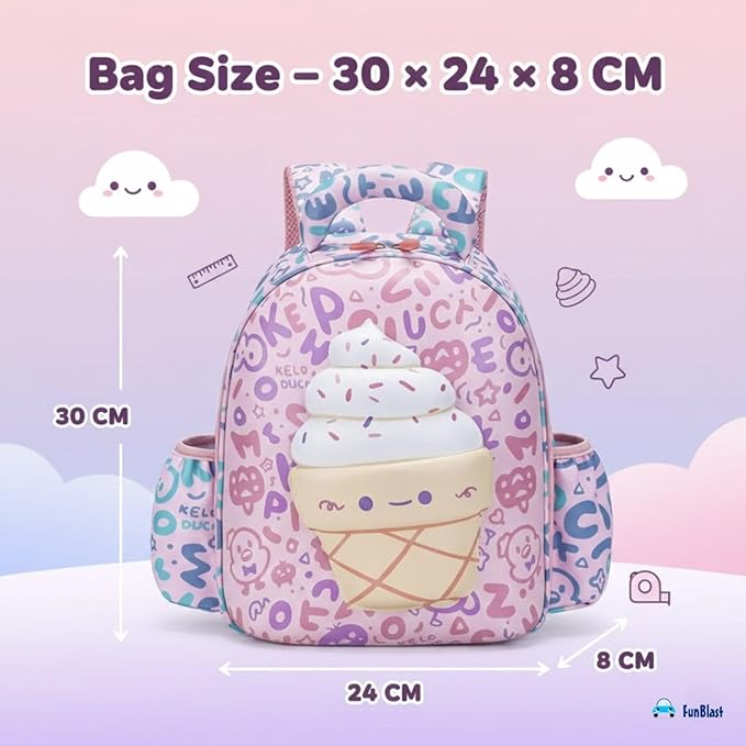 Ice Cream Cone Design Hard Shell Backpack for Kids