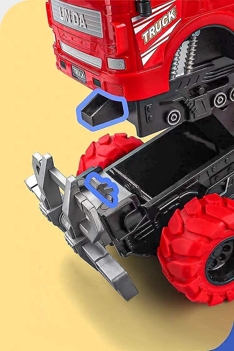 BIG SIZE 6X6 WHEEL DUMPER TRUCK PULL BACK CONSTRUCTION TRUCK VEHICLE TOY FRICTION POWERED WHEEL SOUND AND LIGHT EFFECT TOY TRUCK FOR KIDS [Size : 23Cm*15.5Cm*11.5Cm]