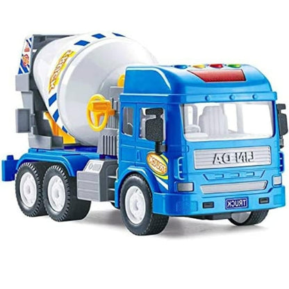 BIG SIZE HEAVY 6X6 PULL BACK DEFORMATION CONSTRUCTION TRUCK VEHICLE TOY FOR KIDS FRICTION POWERED WHEEL SOUND AND LIGHT EFFECT TOY TRUCK FOR 3+ YEARS OLD BOYS GIRLS (CEMENT MIXER TRUCK) [SIZE:-24.5CM*17CM*11.5CM]