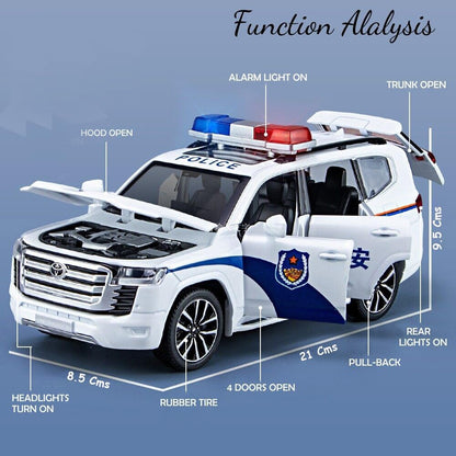 Toyota Land Cruiser Prado police car 1:24 Diecast Scale Model Car