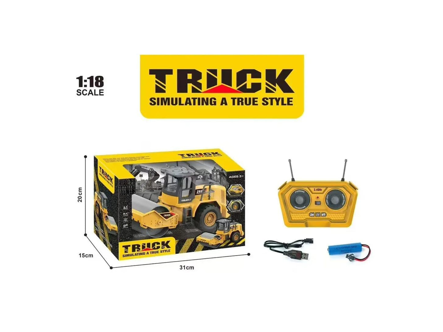 Remote Control Road Roller Truck 1:18 diecast scale model