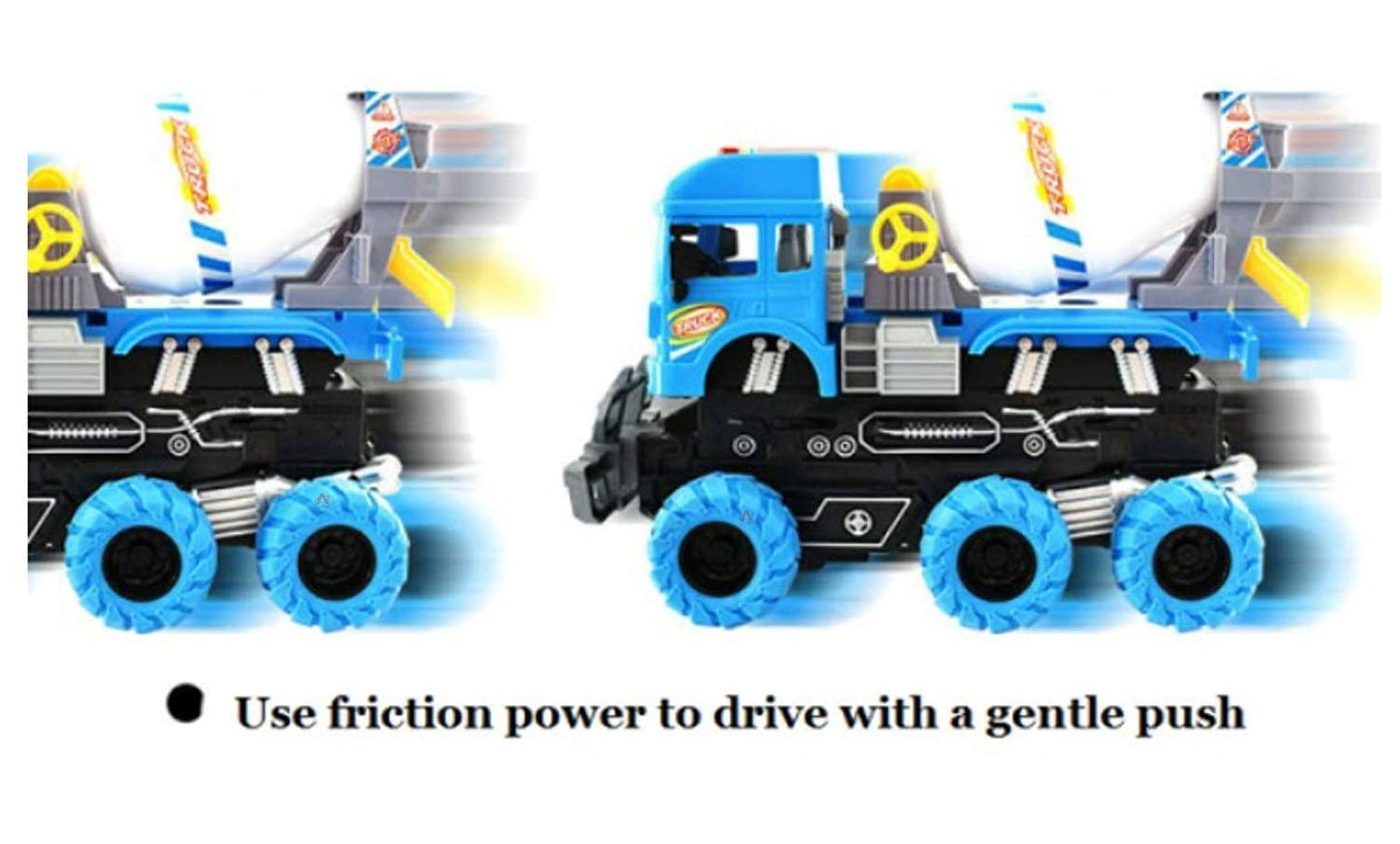 BIG SIZE HEAVY 6X6 PULL BACK DEFORMATION CONSTRUCTION TRUCK VEHICLE TOY FOR KIDS FRICTION POWERED WHEEL SOUND AND LIGHT EFFECT TOY TRUCK FOR 3+ YEARS OLD BOYS GIRLS (CEMENT MIXER TRUCK) [SIZE:-24.5CM*17CM*11.5CM]
