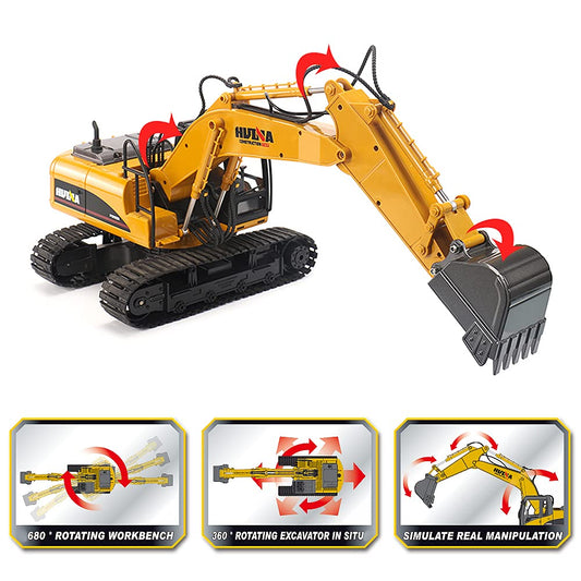 Huina 1535 1:14 Diecast Metal Alloy RC Excavator