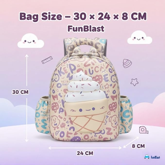 Ice Cream Cone Design Hard Shell Backpack for Kids