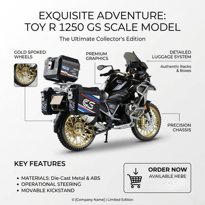 BMW R1250 GS Adventure 1:10 Diecast Alloy Model Bike