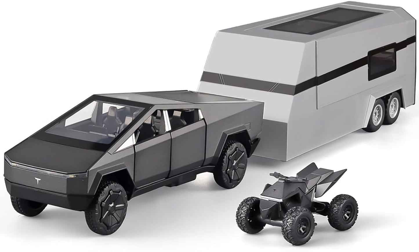 Tesla Cyber Truck Pick-up Trailer Camper 1:24 Diecast Scale Model Car