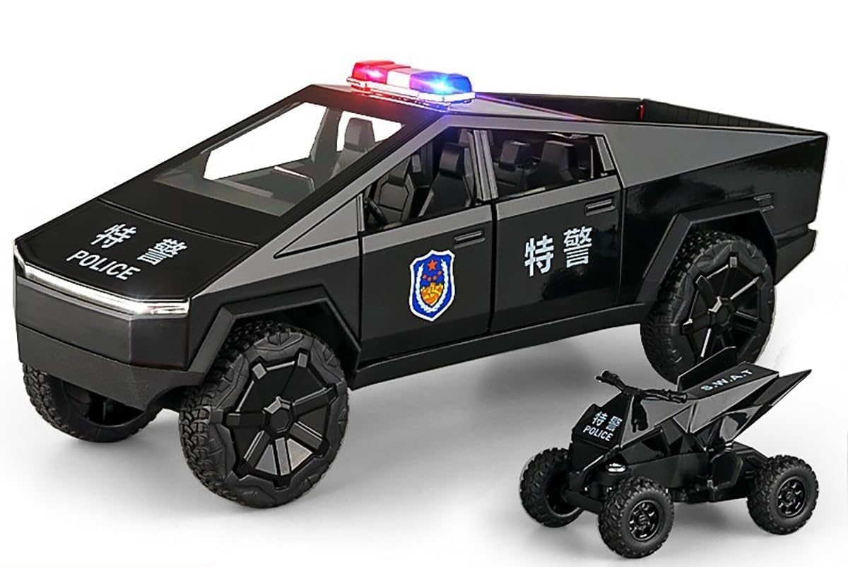 Tesla Cyber Police Truck Exclusive Scale Model Diecast Metalcar - All Size