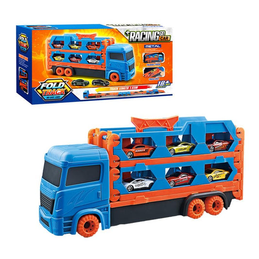 Transport Truck Pull Back Racing Car Carrier Toy Set