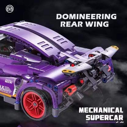 Purple Lambo 1:18 Scale Racing Pull-Back Supercar Building Blocks Set