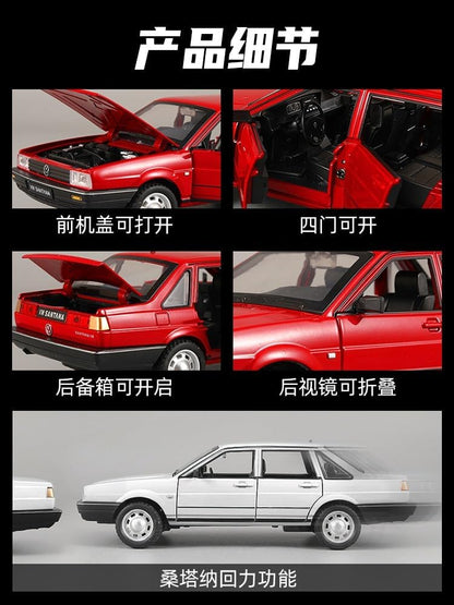 BIG SIZE VOLKSWAGEN SANTANA 1:24 DIECAST METAL PULLBACK TOY CAR WITH OPENABLE DOORS & LIGHT, MUSIC BOYS CAR FOR KIDS BEST TOYS GIFTS TOYS FOR KIDS [SIZE:-19CM*7.5CM*6CM]【 MULTICOLOR 】