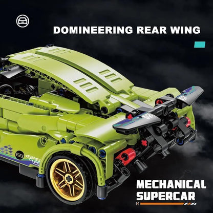 Green Lambo 1:18 Scale Racing Pull-Back Supercar Building Blocks Set