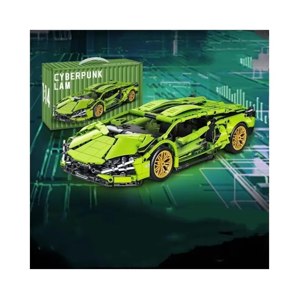 Green Lambo 1:18 Scale Racing Pull-Back Supercar Building Blocks Set