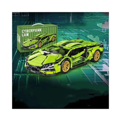 Green Lambo 1:18 Scale Racing Pull-Back Supercar Building Blocks Set