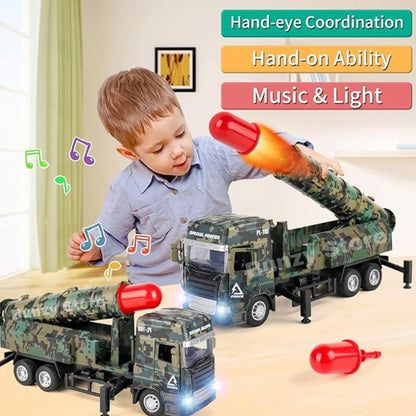 PULL BACK & GO MISSILE LAUNCHER TRUCK FOR KIDS - MISSILE VEHICLE MODEL FOR CHILDREN BOYS GIRLS - MILITARY DIE CAST FIGHTING TRUCK GIFT FOR BOYS - ARMY OPERATIONS METAL TRUCK TOY  [SIZE:-21CM*11CM*7CM]