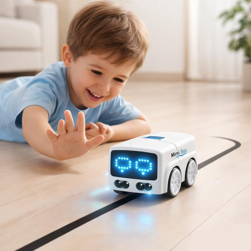 Magic Bus - Follow Line Car, Auto LED Expression Lights & 4 Play Modes