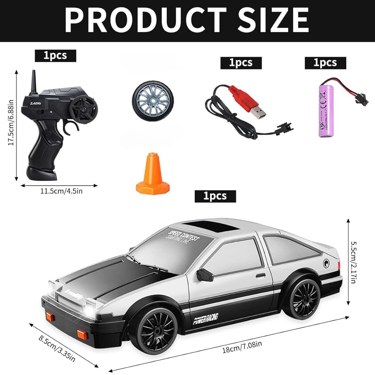 Toyota AE86 1:24 Scale Remote Control Drift Car