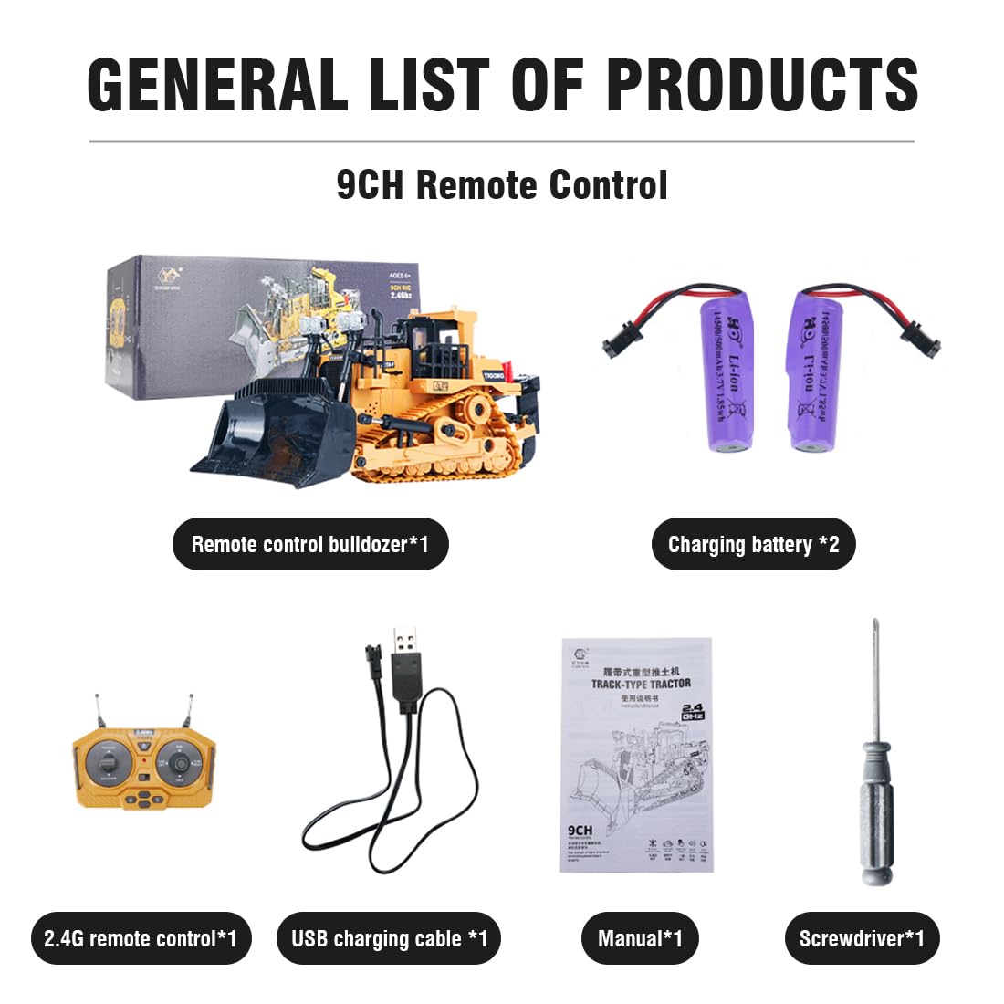 RC Metal Bulldozer Construction Vehicle 1:18 diecast scale model