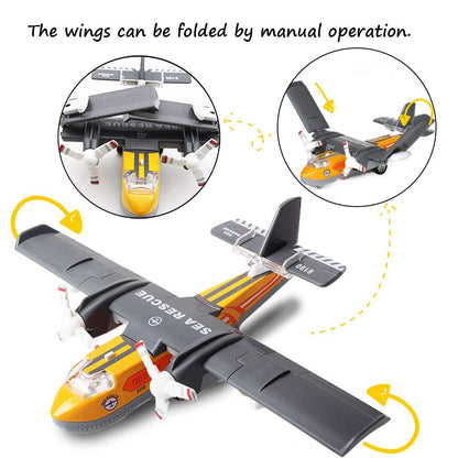 AIRCRAFT TOY DIECAST METAL ALLOY MODEL AIR PLANE MILITARY AIR FORCE SEAPLANE PULLBACK TOYS WITH LIGHTS AND SOUNDS FIGHTER JET FOR KIDS BOY GIRLS CHILDREN