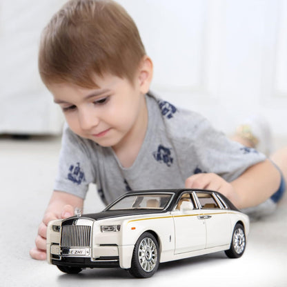 Rolls Royce Phantom White-Blue Scale Model Diecast Metalcar - All Size
