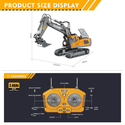 EXCAVATOR TOYS FOR BOYS 3-5 YEAR OLD REMOTE CONTROL DIGGER CONSTRUCTION TOYS RC VEHICLES TRACTOR SANDBOX TRUCK FOR BOYS 5-7 YEAR OLD [SIZE:-28CM*28CM*10.5CM]