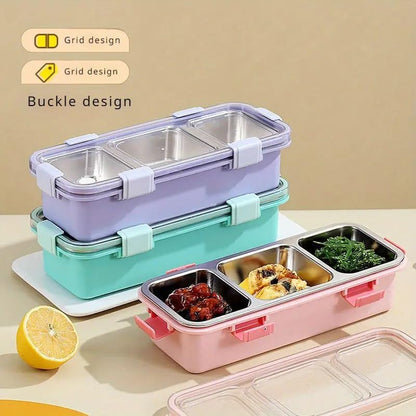 Steel Snack & Meal Box With 3 Compartments