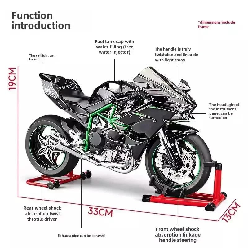 Kawasaki Ninja H2R Smoke 1:6 Diecast Alloy Model Bike