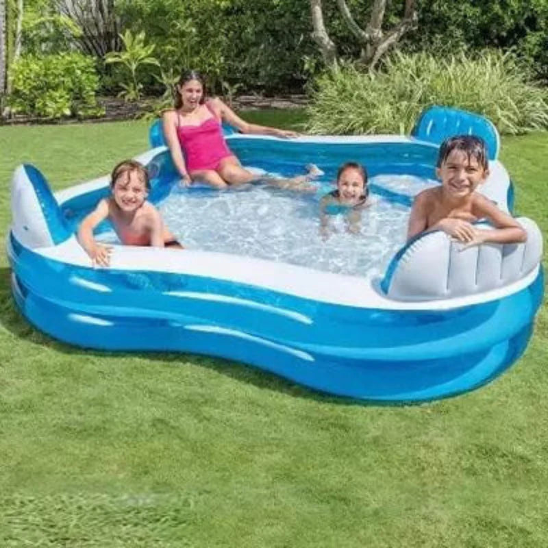 10 FT SITTING PORTABLE INFLATABLE & FOLDABLE SWIMMING POOL OUTDOOR & INDOOR WATER SWIMMING POOL FOR KIDS & ADULTS