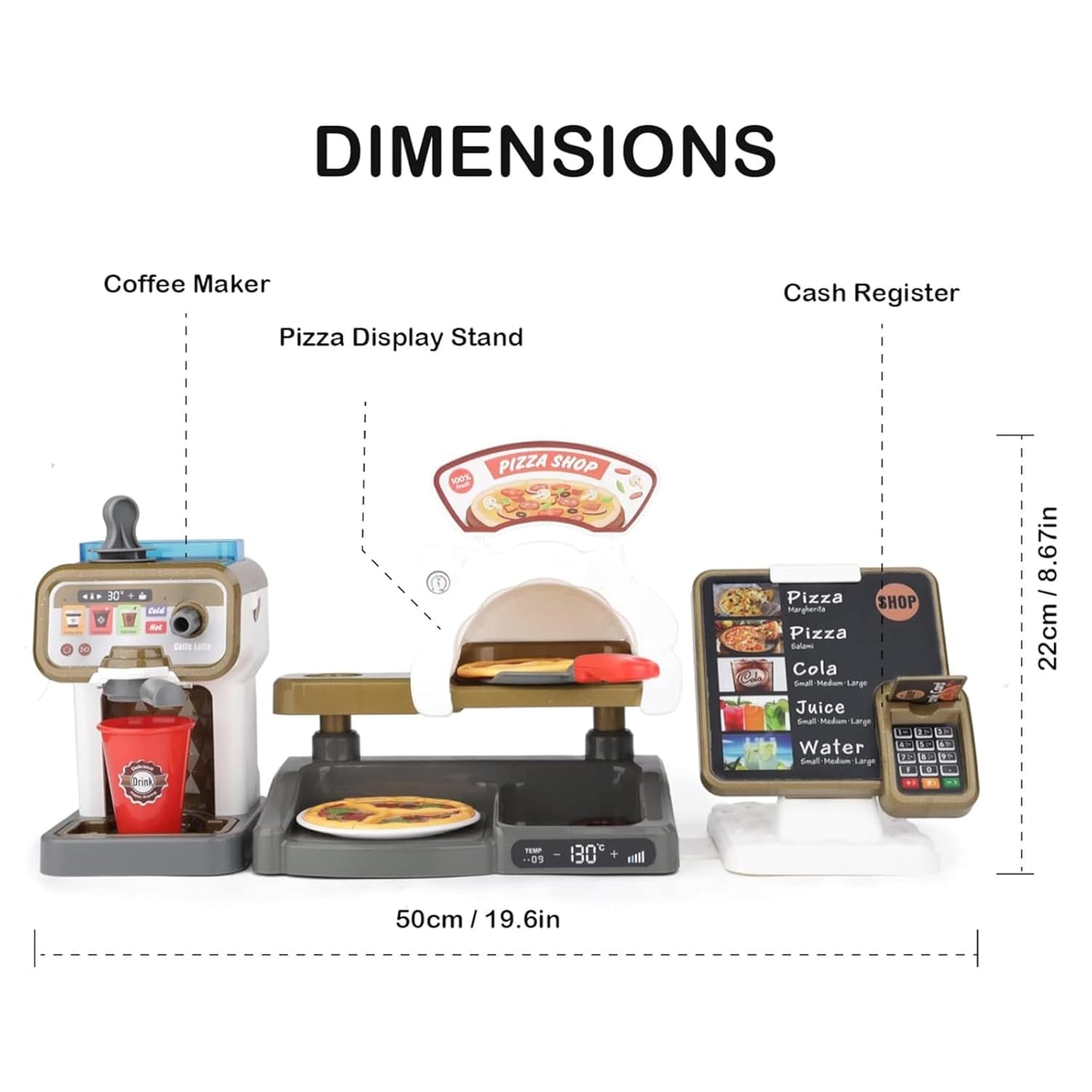 Pizza & Coffee Shop Playset with Cash Register