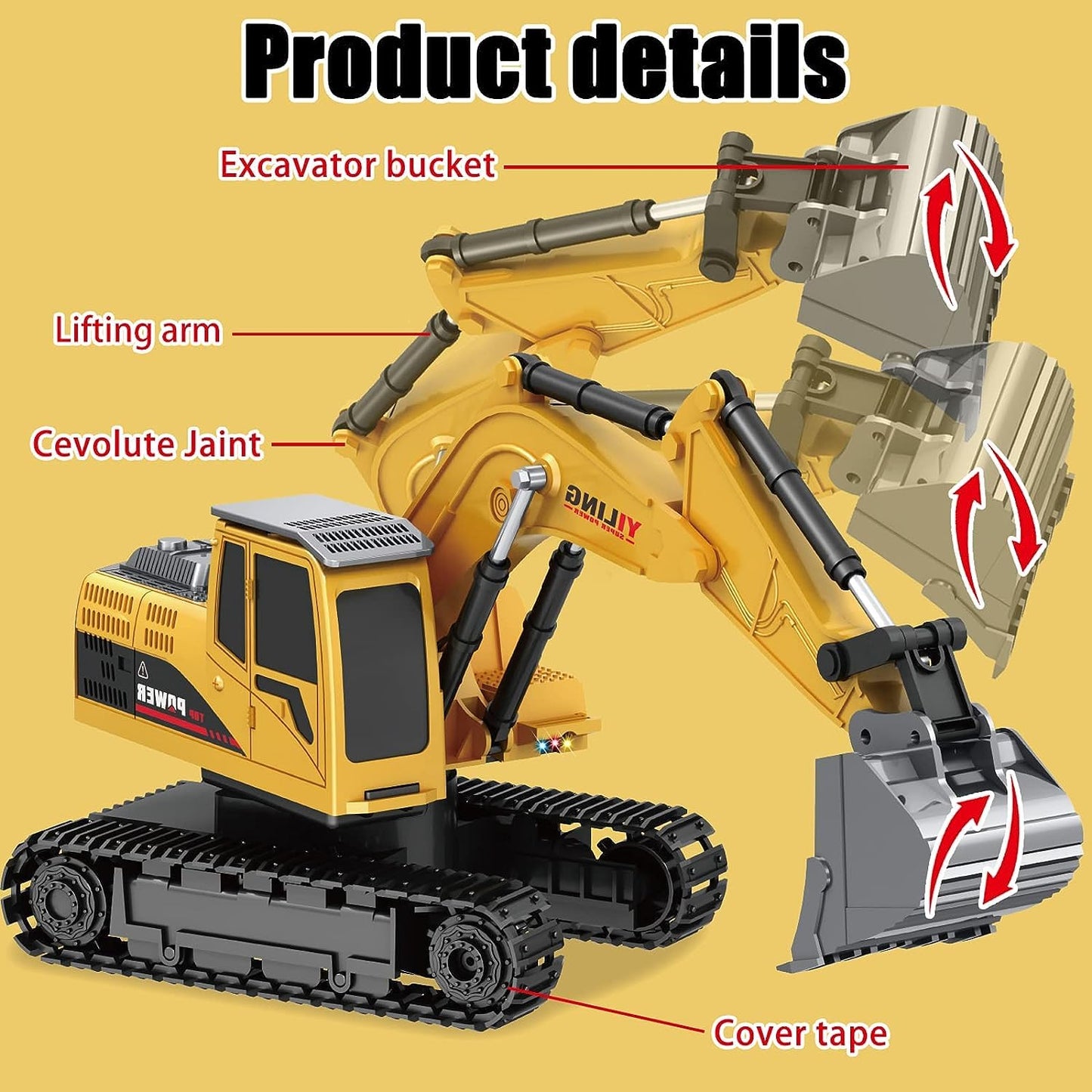 YJL engineering model alloy excavator toy 1:24 scale Construction Vehicle Toy
